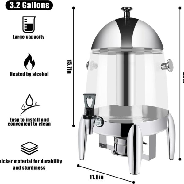 3.2 Gallon Stainless Steel Drink Dispensers - Continuous Heating Chafer
