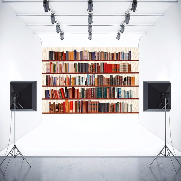 Library Bookshelf Backdrop, Photography Background Theme