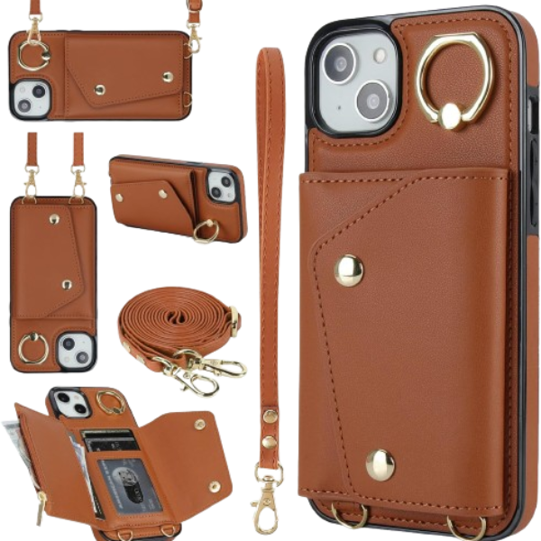 iPhone 15 Case Wallet with Strap for Women