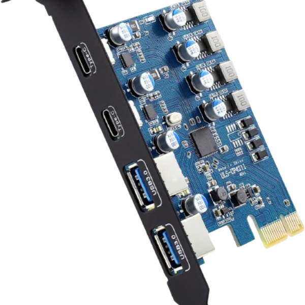 4 Ports PCI-E to USB 3.0 Expansion Card (2 USB Type-A and 2 USB Type-C Ports)