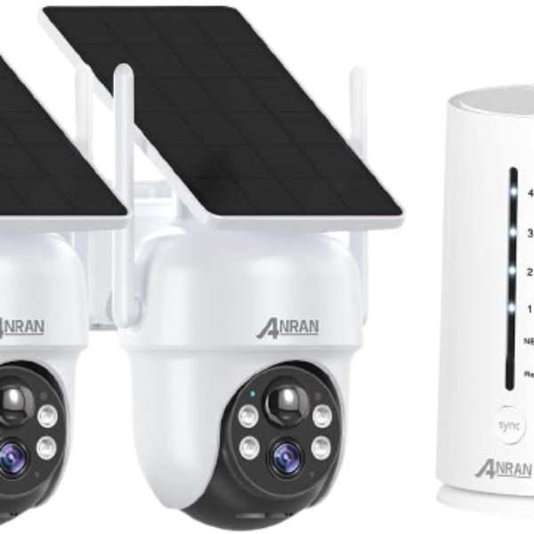 ANRAN Security Cameras Outdoor Wireless, 2 Cam-Kit, 4MP FHD Home Security Cameras System Battery Powered with Integrated Solar Panel, Forever Power