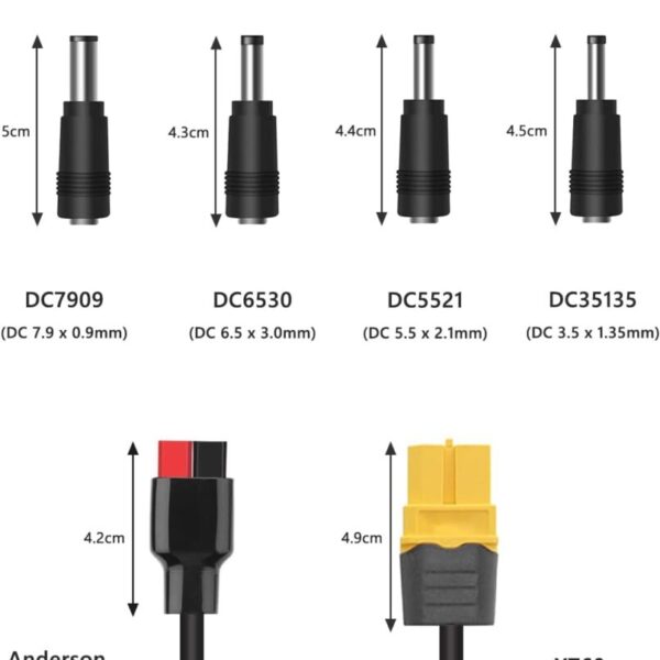 6 in 1 Solar Panel Connectors Extension Cable, 14AWG Solar Panel Female and Male Connectors to XT60 Anderson 4 Different DC Adapter Cables for Solar Panel & Power Station