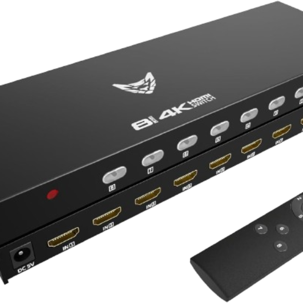 HDMI Switch Box - 8 in 1 Out HDMI Switch with Remote, 4K 8 Port HDMI Switch