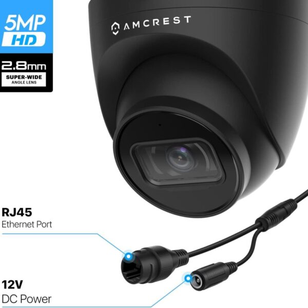 Amcrest 5MP Turret POE Camera, UltraHD Outdoor IP Camera POE - Black
