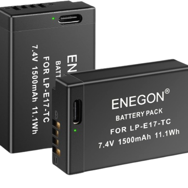 ENEGON 2-Pack LP-E17 Replacement Type-C Direct Charging Port Battery for Canon EOS R50 RP R10 R8,Rebel T8i, T7i, T6i, T6s, SL2,SL3, EOS M3, M5, M6, EOS 200D,77D,750D,760D,800D,8000D,Digital SLR Camera