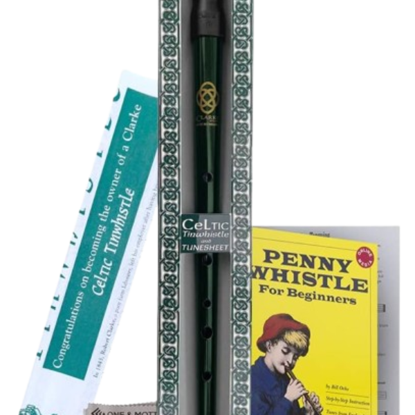 Clarke Tin Whistle Key D with Beginners Book, Microfiber Cloth