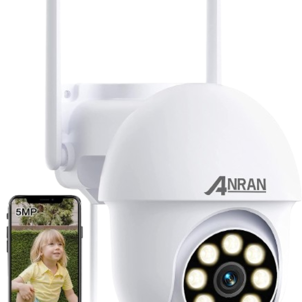 ANRAN 5MP PTZ Security Camera Outdoor with 24/7 Automatic Tracking, 2.4G WiFi Wired Security Camera Outdoor with 360°View