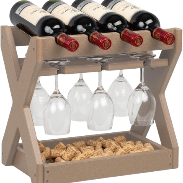 Countertop Wine Racks with Glass Holder (Apricot Color)