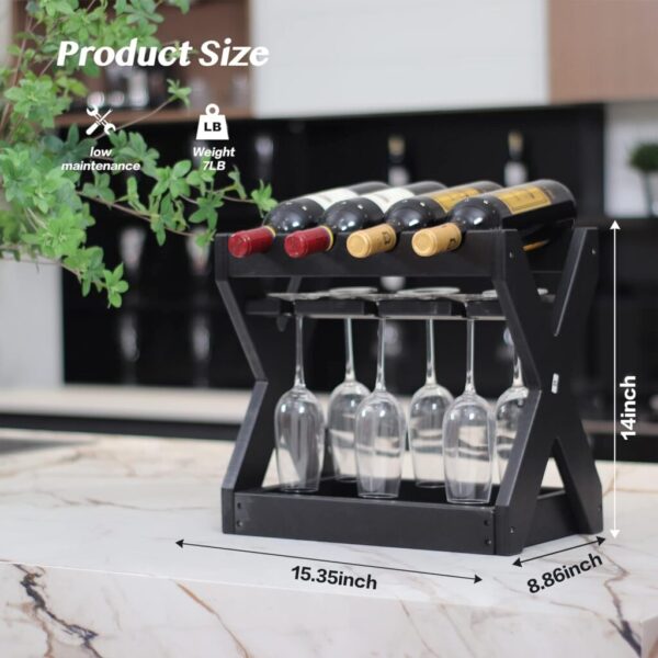 Countertop Wine Racks with Glass Holder (Black Color)