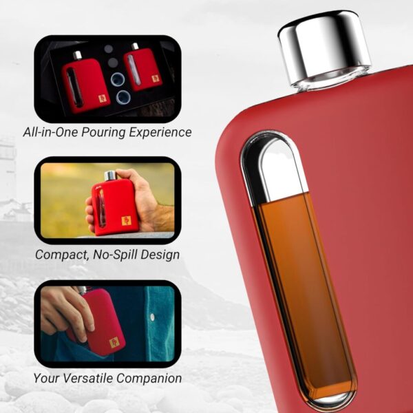Ragproper Modern Glass Hip Flask - Liquor Flask with Cork & Silicone Lid Liners - Size: 3.4oz + 8oz