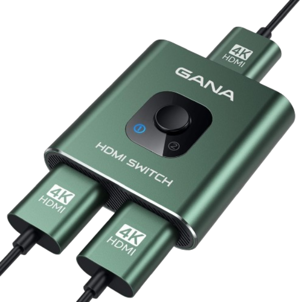 HDMI Switch 4k@60hz Splitter, GANA Aluminum Bidirectional HDMI Switcher 2 in 1 Out